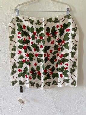 Vintage 90s ECHO Christmas Holiday Holly Berry Mistletoe Silk Scarf NWT